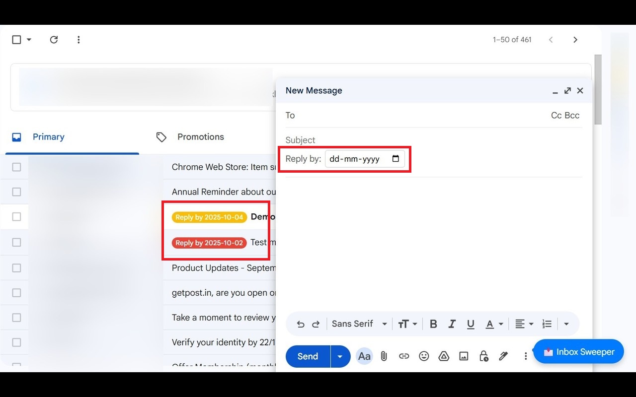 Inbox Sweeper Reply-By-Date